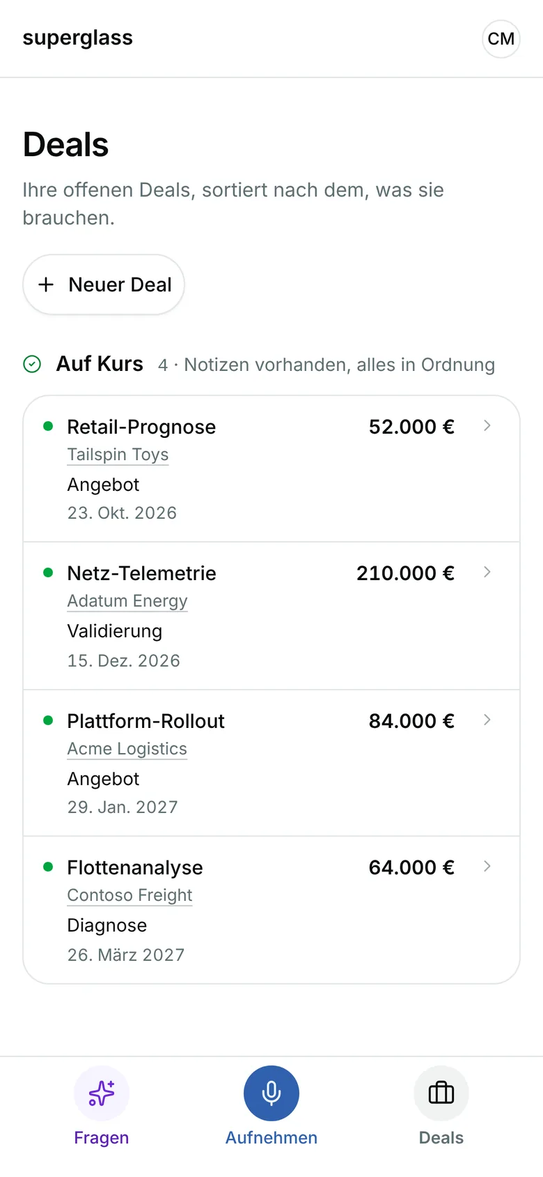 Deals: Retail-Prognose bei Tailspin Toys braucht Aufmerksamkeit, danach Acmes Plattform-Rollout und ihre anderen Deals auf Kurs